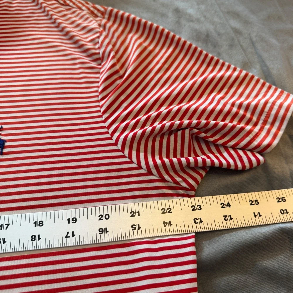 Polo Ralph Lauren Men Polo Shirt XL Red White Striped Performance Golf Americana